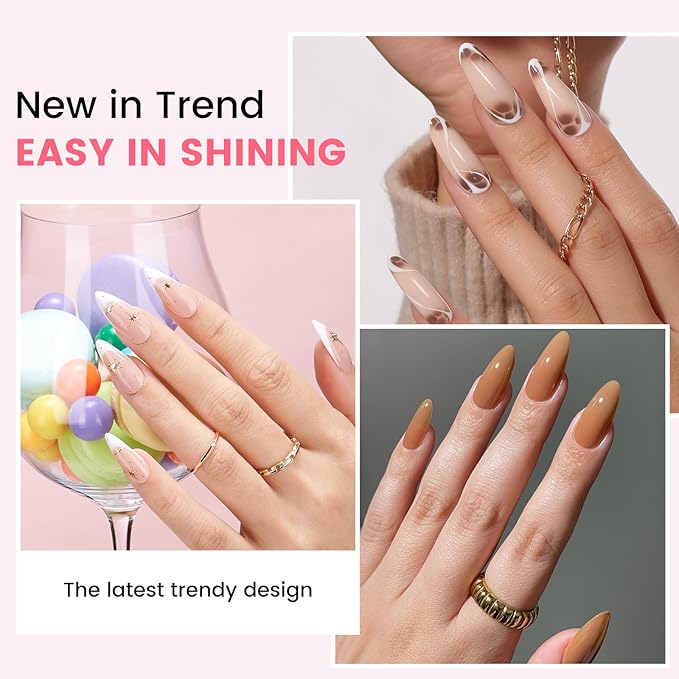 Gel Nail Polish Kit with U V Light, Hema-Free White Light Nude Pink Summer Gel Polish Set with Base & Top Coat Chrome Nail Powder, 4 Colors Mini Salon Nail Art Starter Gift for Women Girl