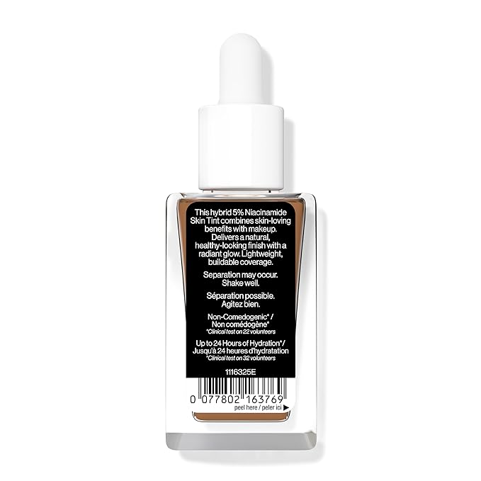 wet n wild Bare Focus Skin Tint, 5% Niacinamide Enriched, Buildable Sheer Lightweight Coverage, Natural Radiant Finish, Hyaluronic & Vitamin Hydration Boost, Cruelty-Free & Vegan - Deep