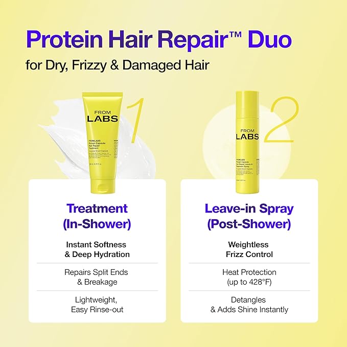Protein Capsule Hair Repair Treatment, 3-Minute Keratin Hair Mask & Deep Conditioner for Damaged, Repair & Strengthen, Instant Detangling, Anti-Frizz, Low-pH, Fine-Hair Safe, 6.76 fl oz