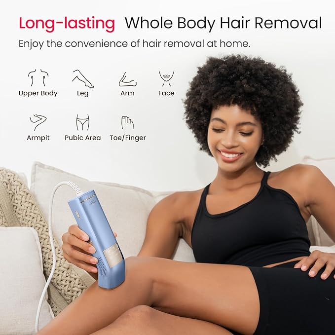 IPL Laser Hair Removal for Women and Men, 2 Lights, 2℃, 16.6 cm² Sapphire Ice Cooling for Sensitive Skin, 4-Pulse Mode for Ingrown Hair, Bikini, Face, Body Permanent Epilator Home Hair Removal Device