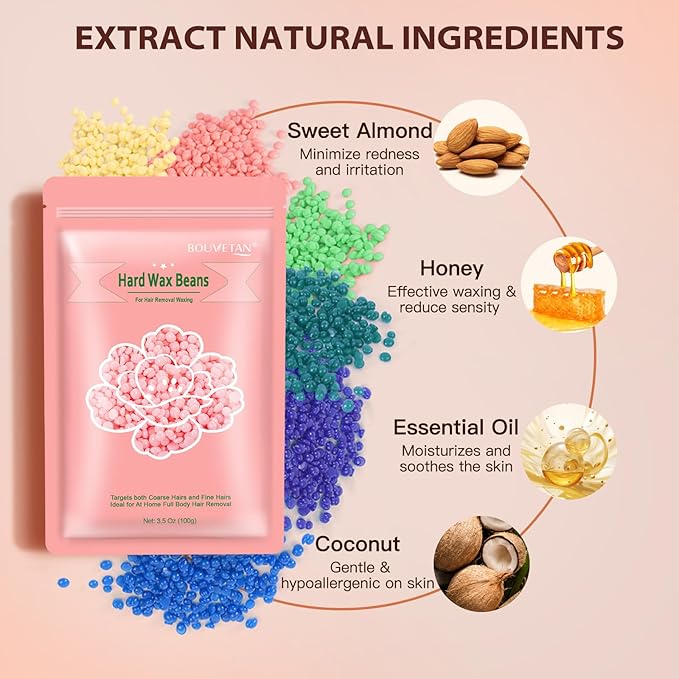Hard Wax Beads 2.2 lbs, 10 Pack Variety Wax Beans for Hair Removal, Sensitive Skin, Ideal for Face, Eyebrows, Bikini, Underarms, Legs, Brazilian Waxing and Full Body