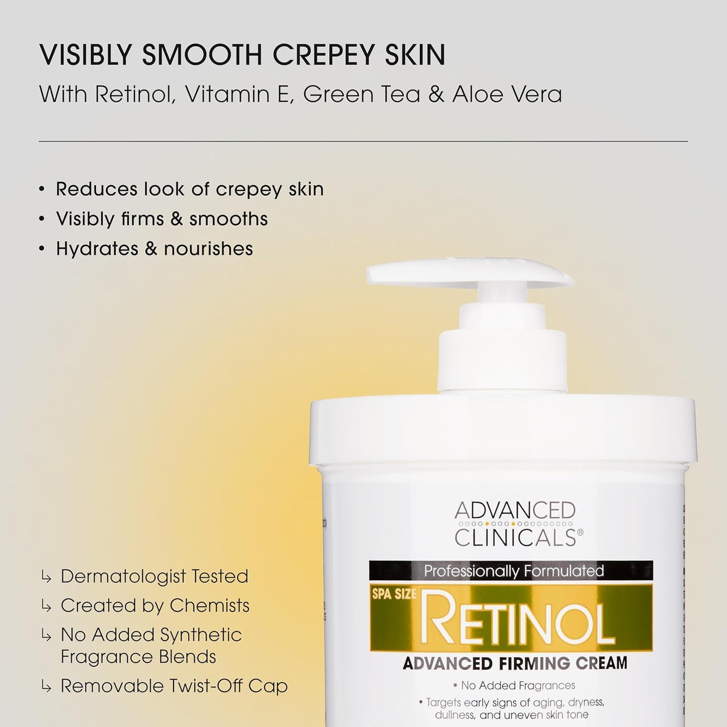 Advanced Clinicals Retinol Body Lotion & Face Moisturizer | Anti Aging Skin Care Retinol Body Cream For Women & Men Improves Appearance Of Fine Lines, Wrinkles, & Look Of Crepey Skin, W/Travel Size