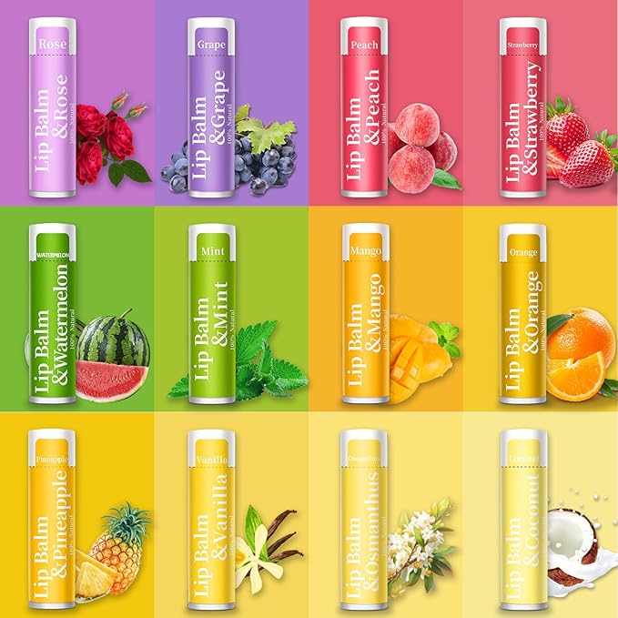 320 Pcs Lip Balm Bulk, 12 Flavored Pack of Lip Balms Natural Lip Balm Pack, Moisturising Organic Lip Balm Set for Cracked Lips, Bulk Gifts Stocking Stuffers Party Favors(4.2g/0.15oz)