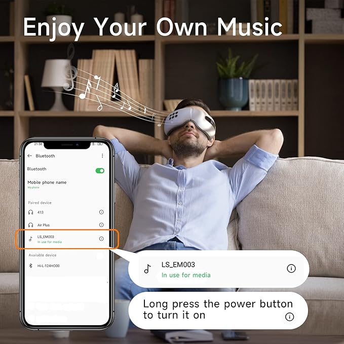 Eye Massager with Heat and Cooling for Migraines, Dry Eyes, Dark Circles, Rechargeable Bluetooth Music Cold Heated Eye Massager Improve Sleeping - Gifts for Women and Men (White)