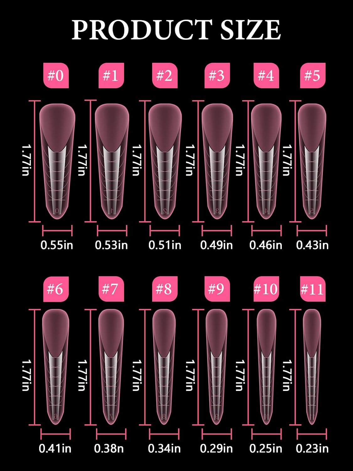 EBANKU Dual Nail Forms for Poly Extension Gel, 120 PCS Pink Nail Molds Reusable Nail Extension Forms for Builder Gel Manicure Design Salon DIY 12 Sizes