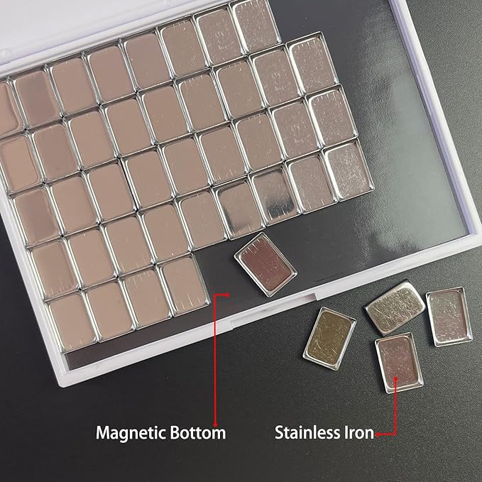 FCLUB 100Pack Empty Eyeshadow Metal Pans Cosmetic Eyeshadow Blush Lipstick Organizer for Makeup Pressed Powders (0.8 inch) Tiny and Shallow