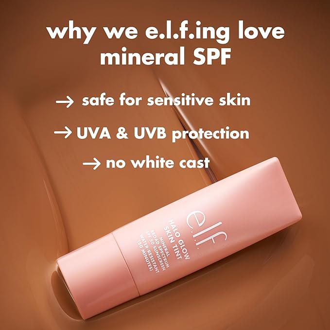 e.l.f. Halo Glow Skin Tint SPF 50, Tinted Moisturizer For Light, Buildable Coverage, Creates A Natural Glow, Vegan & Cruelty-Free, 11 Tan Warm