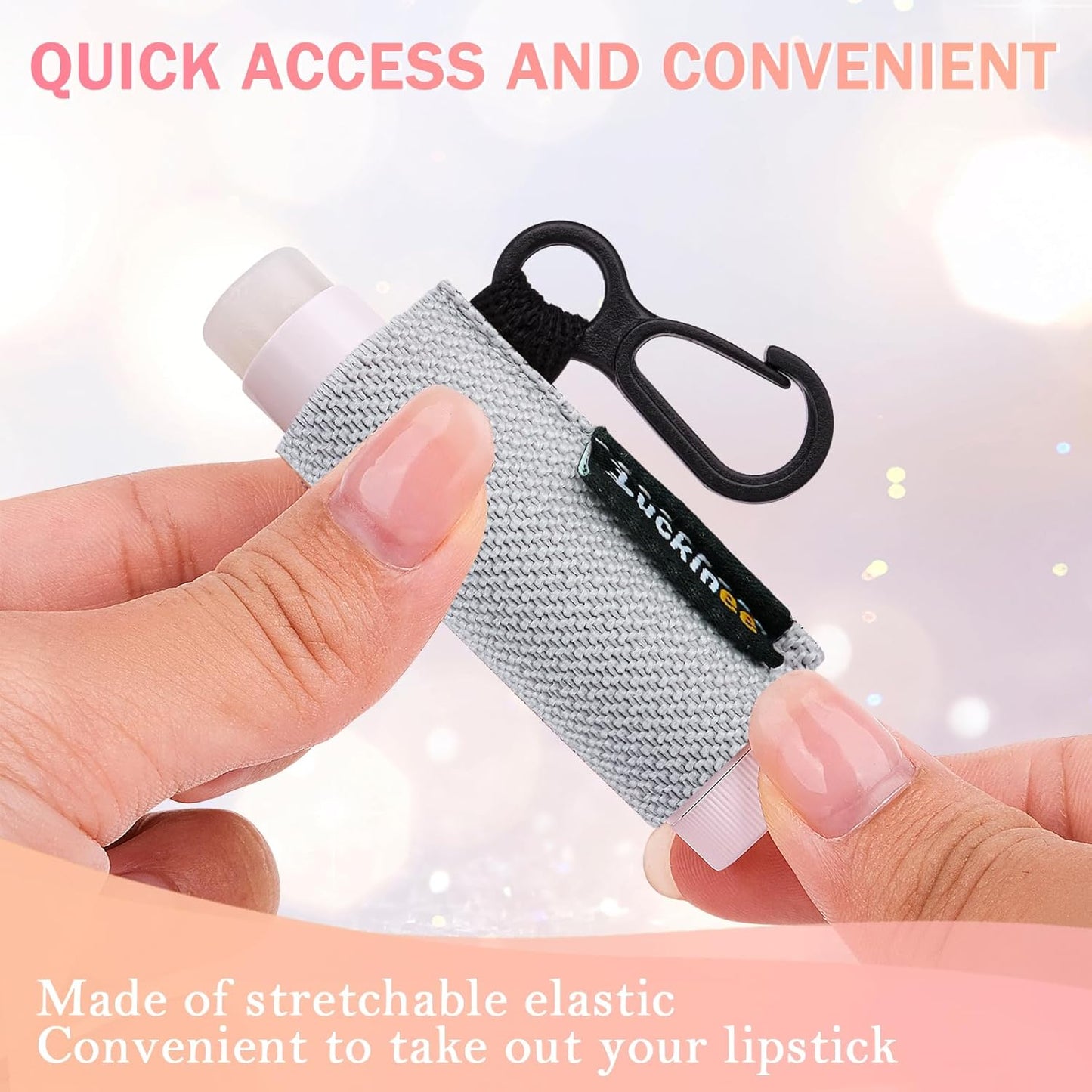Lip Balm Keychain - Shinny Chapstick & Lipstick Holder - Tight Elastic Holder for Fat & Slim Lip Balms