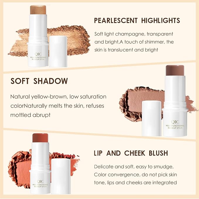 All In One Makeup Kit Full Kit, 3 Pcs Cream Contour Sticks,12 Colors Eyeshadow Palette,Full Coverage Foundation, 6 Colors Lipstick Set, Waterproof Eyeliner and Mascara(104# Buff Beige)