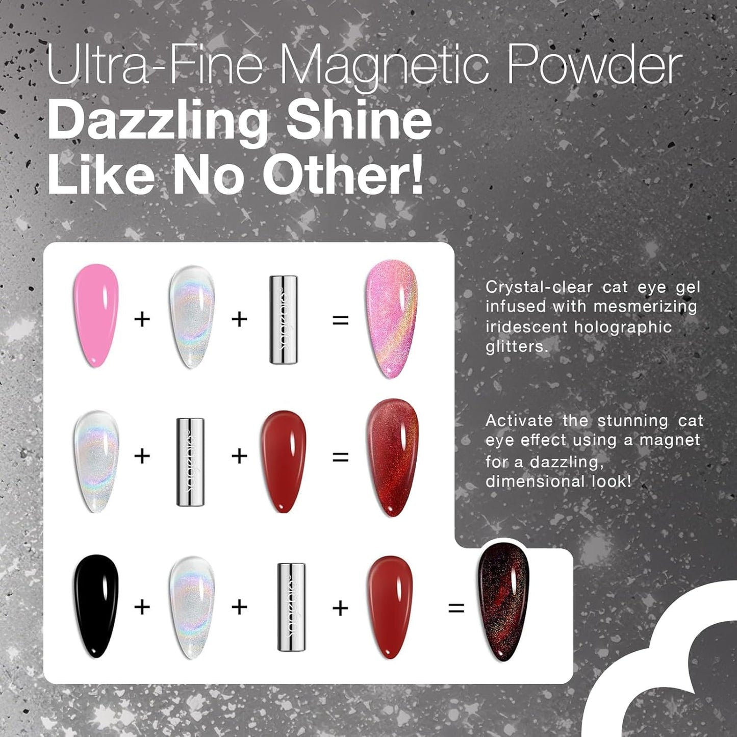 Cat Eye Gel Nail Polish with Magnet Stick, 15ml Magnetic Gel, Create Stunning Cat Eye Effects for DIY Manicures, Long-Lasting, Salon-Quality Finish, Rainbow Beam