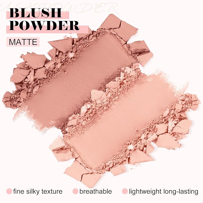 Boobeen Highlighter Contour Makeup Palette Face Matte Bronzer Powder, Compact Contouring Blush for Cheeks, Natural Long Lasting with Brush