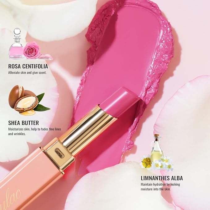 Oulac Moisturizing Shine Lipstick - Giltter Tinted Lip Balm Hydrating, Lip Plumper, Glossy Finish, Sheer Coverage with Pearlescent, Smooth for All Skin, Cracked and Chapped Lips, 2.2g/0.07oz (S03)