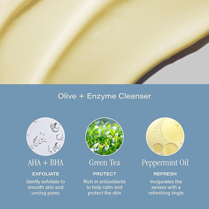 SKINN Day & Night Face Wash for Women & Men - Refreshing Green Tea & Mint Infusion, Nourishing Olive & Enzyme Formula - Complete AM/PM Cleanser Set for Hydrated