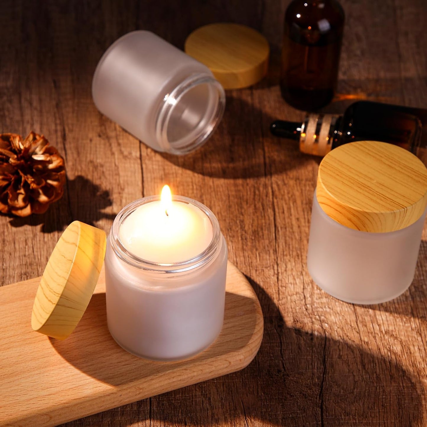 Geiserailie 30 Pieces Glass Cosmetic Containers Empty Sample Jars with Leak Proof Lids Makeup Sample Containers for Lotion Cream Cosmetic (100 Gram)