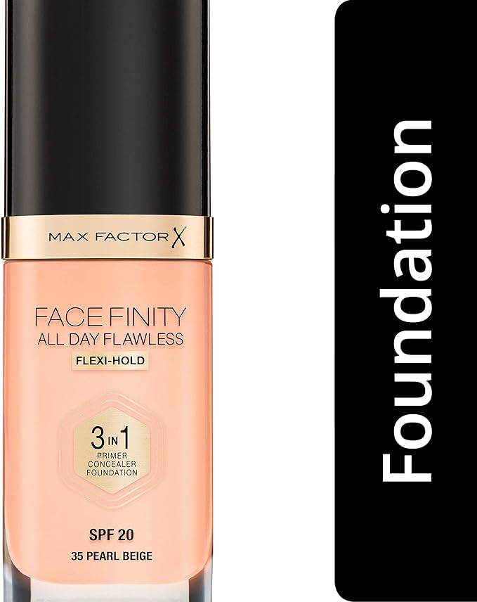 Max Factor Facefinity All Day Flawless 3 In 1 Foundation SPF 20, 30 Ml, 35 Pearl Beige
