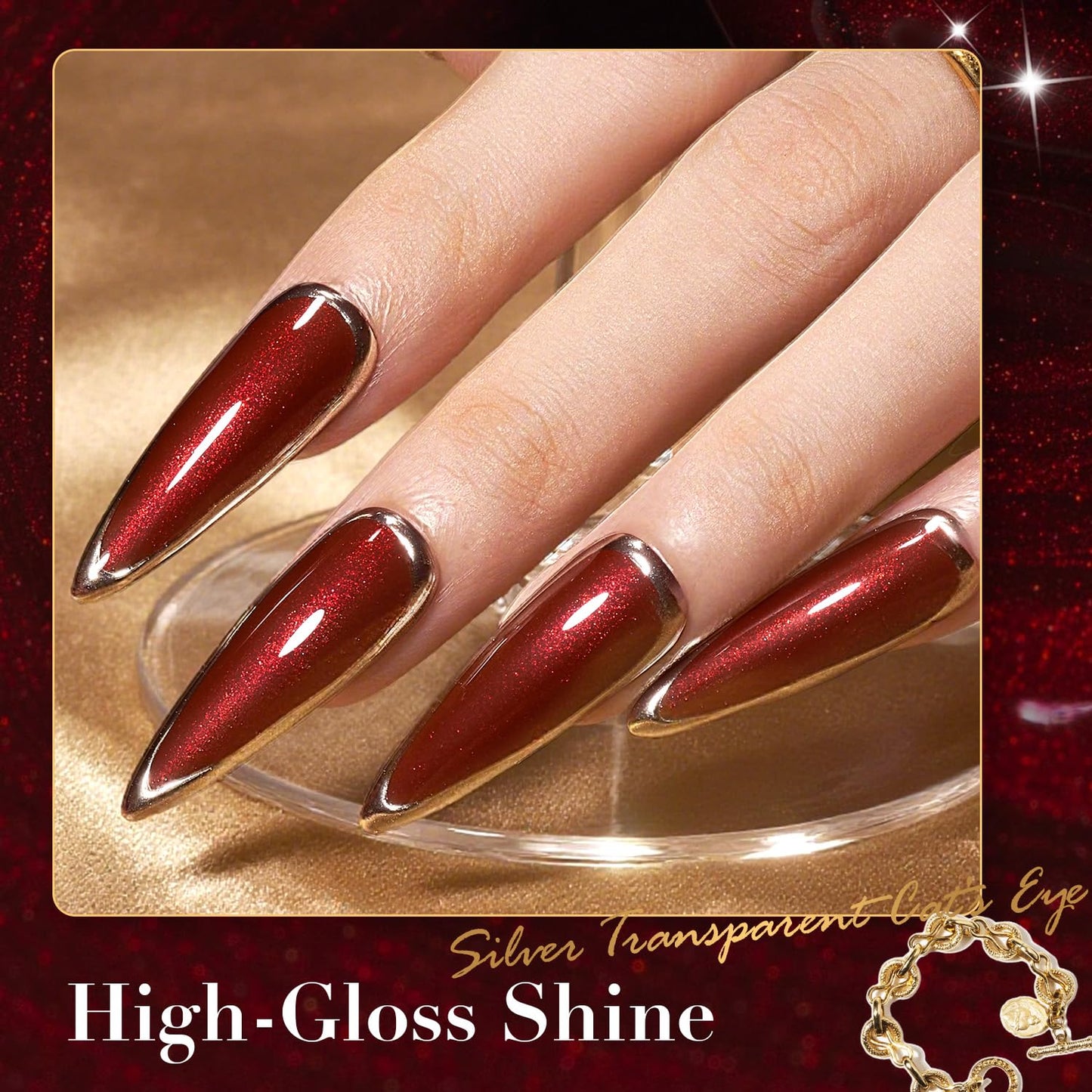 AZUREBEAUTY Red Burgundy Glitter Nail Polish, Quick Dry Ruby Fall Winter Natural Shine Nail Lacquer Salon-Quality for Women Girl Gifts