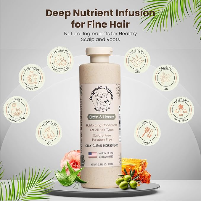 Natural Conditioner for Hair Care, Sulfate Free Conditioner with Vitamin E, Castor, Argan and Almond Oil, Rosemary and Peppermint Scent, For All Hair, 13.5 fl oz