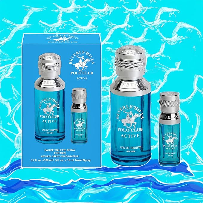 Beverly Hills Polo Club Cologne for Men Bonus Pack Designer Eau De Toilettes 3.4oz + 0.5oz 2 count (Active)