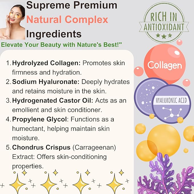 Under Eye Patches (60PCS) Under Eye Mask Collagen, Antioxidants & Hyaluronic Acid Collagen, Under Eye Wrinkle Eye Gels Pads, Anti-Aging Eye Mask Reduce Dark Circles, Puffiness Undereye Bags, Wrinkles