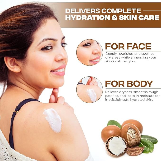 AZMERA Handcrafted Whipped Shea Body Butter – Luxurious Vanilla Bean Scented Moisturizer for Dry, Sensitive Skin, Argan Oil & Vitamin E – Vegan, Non-Greasy Skincare – 8.82 oz