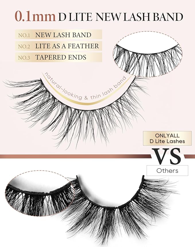 Onlyall Lashes Mink False Eyelashes Natural Wispy Lashes Soft Faux Mink Lashes Fluffy False Lashes DK77