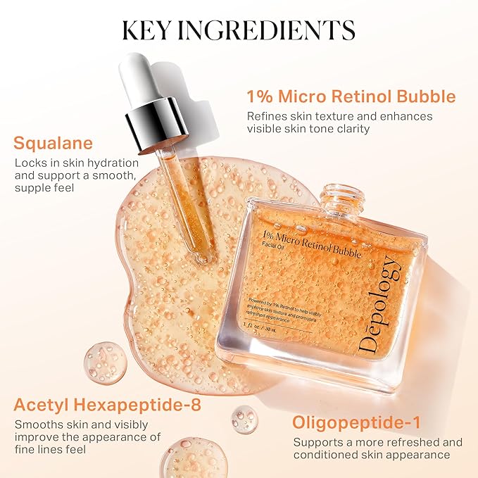 1% Retinol Face Oil with Firming, Smoothing & Glowing– Retinol Serum for Face, Lightweight Squalane Facial Oil for Fine Lines, Texture & Anti-Aging, Gentle for All Skin 1.01 fl oz