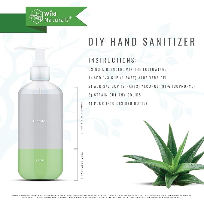 Pure Aloe Vera Gel Hand Cleaner - 100% Aloe Vera Gel Organic with Manuka Honey, Witch Hazel, Peppermint, Oregano, Rosemary, & Cleansing Tea Tree - Organic Waterless Purifying Wash