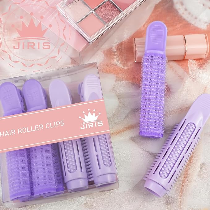 4PCS Volumizing Hair Clips for Root Lift & Volume - Instant Bangs Roller Clips for Effortless Curls & Lift - Velcro Rollers For Hair - Hair Rollers For Women - Purple