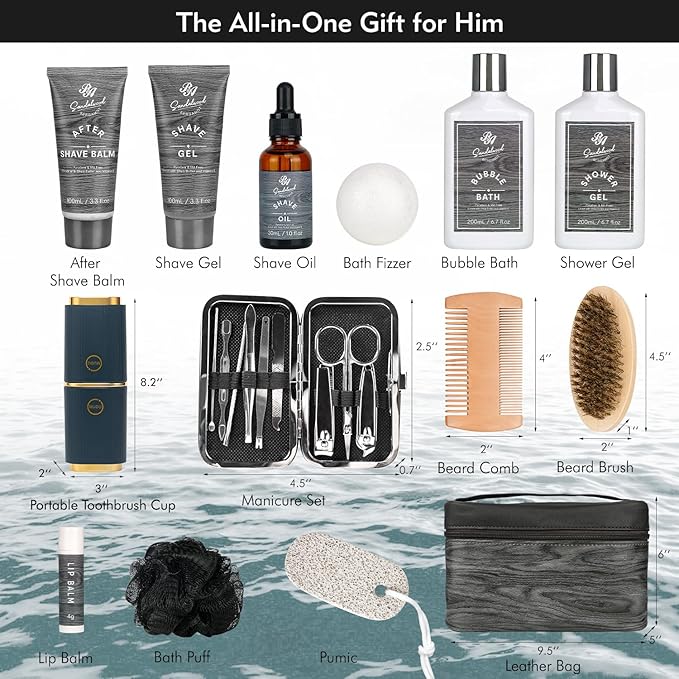 Father's Day Gift, 14 Pieces Grooming Set for Men, Skin Care Set, Beard Kit Spa Set, Bath & Body Care Set, Gifts for Boyfriend, Dad, Anniversary Gifts for Men, Birthday, Christmas, Valentine's Day