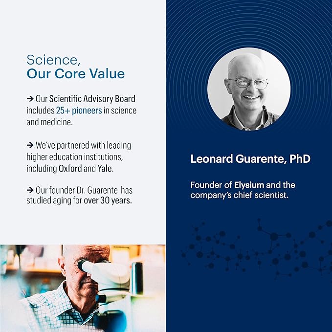 ELYSIUM Basis NAD Plus Supplement 30 Servings - with Nicotinamide Riboside 250mg and Pterostilbene 50mg - Healthy Aging Supplement & Cellular Energy