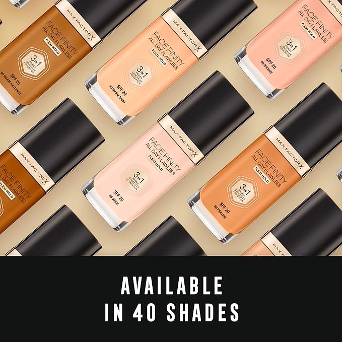 Max Factor Facefinity 3-in-1 All Day Flawless Liquid Foundation, SPF 20-76 Warm Golden, 30 ml