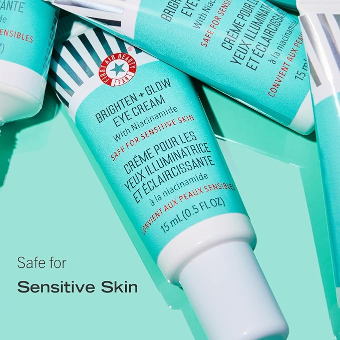 First Aid Beauty Brighten + Glow Niacinamide Eye Cream – Illuminating Brightening Cream to Help Hydrate & Reduce the Look of Dark Circles – 0.5 oz.