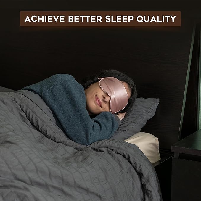 in Flight Mind Mulberry Silk Sleep Mask, Eye Mask for Sleeping with Elastic Headband, Super Soft Sleeping Mask,Comfortable Silk Eye Sleep Mask, Sleep Eye Mask for Night Sleeping, Travel, Nap(Pink)