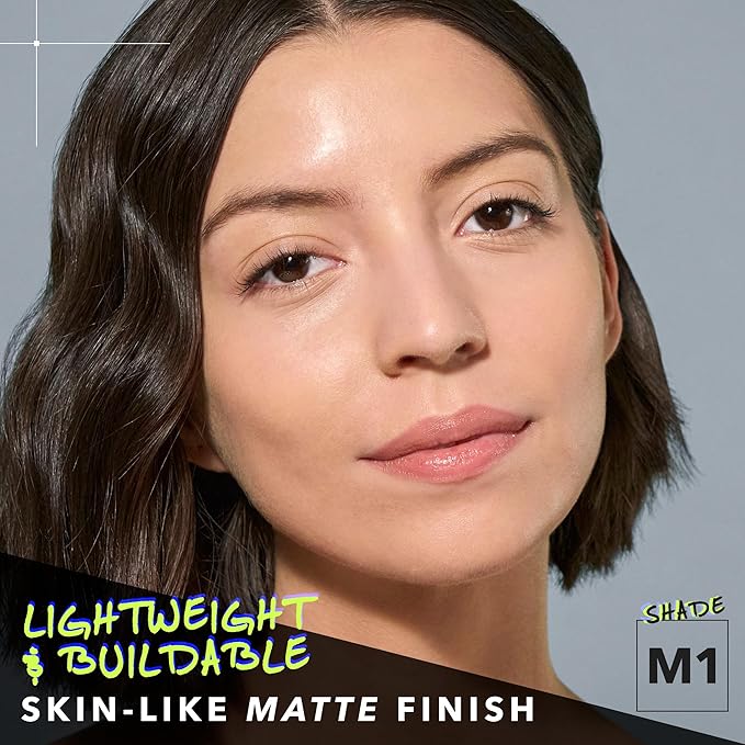 COVER FX Power Play Foundation - Shade M1 - Buildable Full Coverage - Waterproof Sweat-Proof Transfer-Proof - Natural Matte Finish - All Skin Types