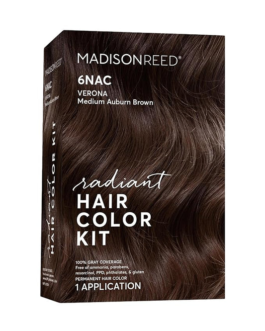 Madison Reed Radiant Hair Color Kit | 6NAC Medium Chocolate Brown (Verona) for 100% Gray Hair Coverage | Salon Quality Permanent Hair Dye | PPD-Free & Ammonia-Free | (Packaging May Vary) 1 Pack