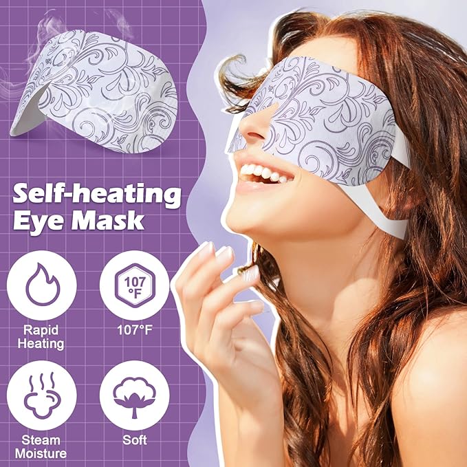 50 Packs Steam Eye Mask for Dry Eyes Spa Warm Sleep Eye Mask Self Heating Disposable Eye Masks for Home Office Travel Eyestrain Relieve (Lavender Scent)