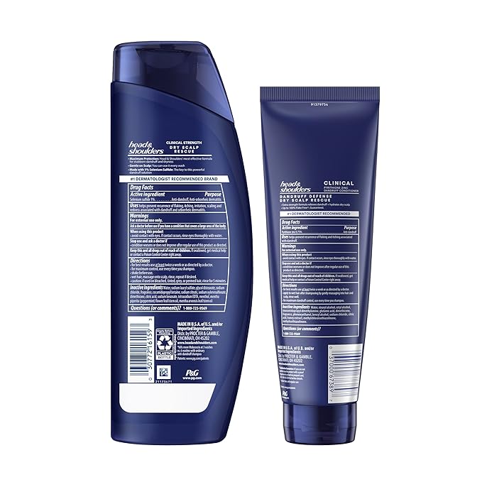 Head & Shoulders Clinical Strength Dandruff Shampoo and Conditioner Set, Dry Scalp Relief, Up to 100% Flake Protection, Selenium Sulfide Formula, 13.5 & 9.1 Fl Oz, 2 Pack