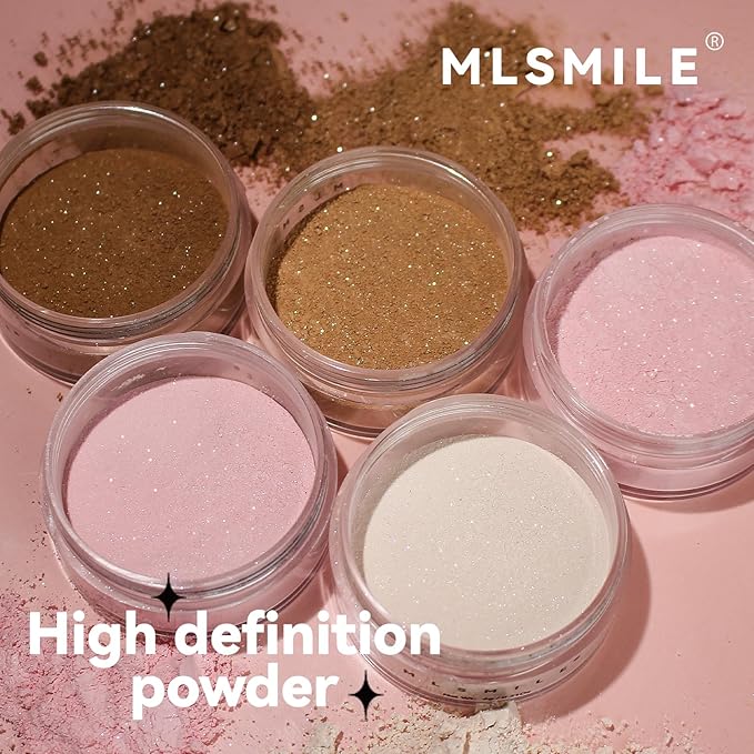 AKARY White Translucent Setting Powder, Shimmer Finishing Powder Oil Control for Long Lasting Makeup, Lightweight Loose Powder Waterproof Makes Skin Downy, Blurring Powder for All Skin Tones, 01