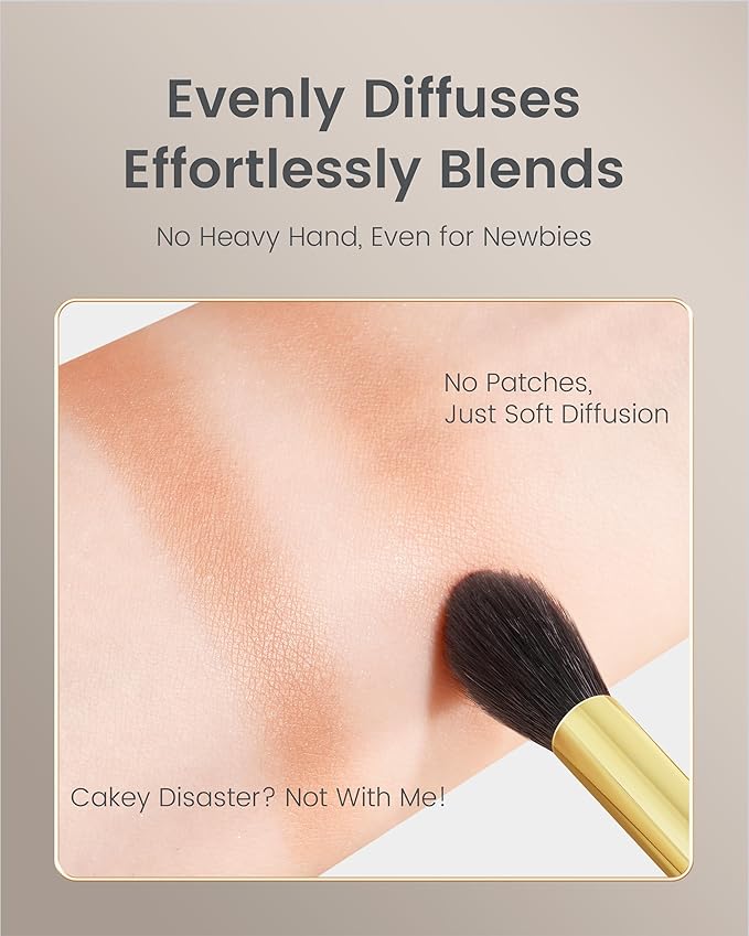 Desert Oak Series Eyeshadow Blending Brush - Dome Goat Hair Bristles for Seamless Crease Work, Premium Bubinga Handle with Gold Brass Ferrule (CM 169)