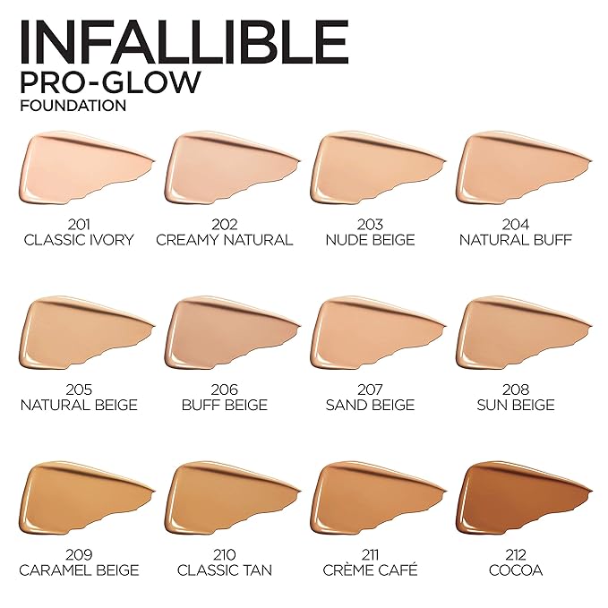 L'Oreal Paris Makeup Infallible Up to 24HR Pro-Glow Foundation, Creme Cafe, 1 fl oz.