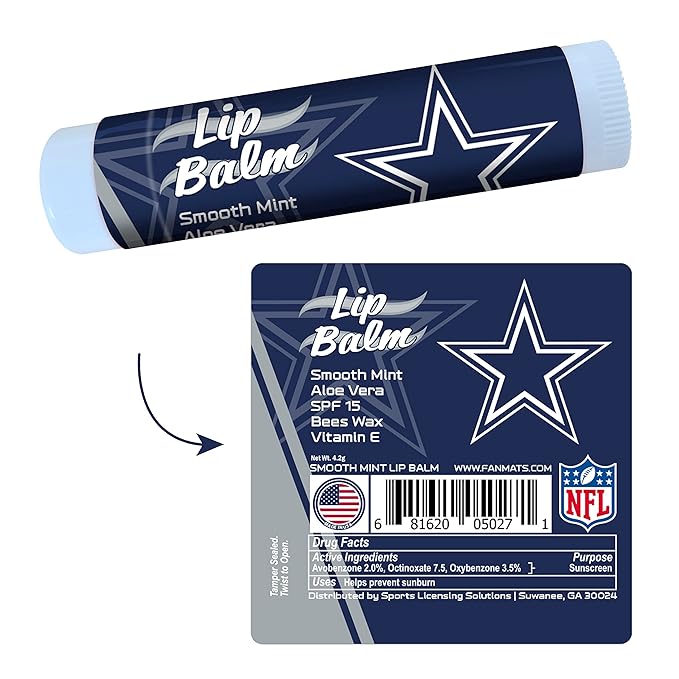 FANMATS 34643 Dallas Cowboys Smooth Mint SPF 15 Lip Balm