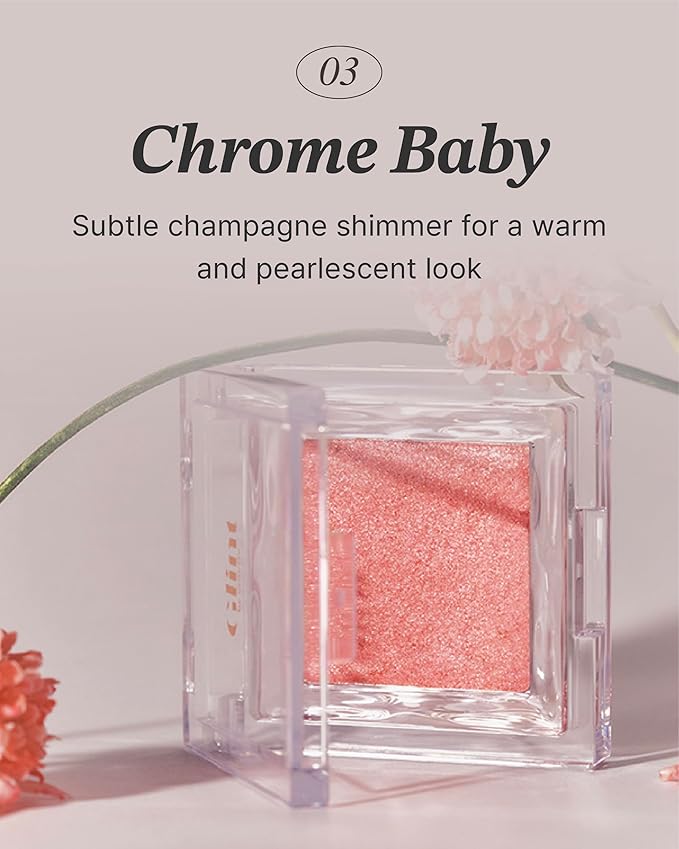 Glint Dewy Highlighter (Chrome Baby, 0.08oz) - Luminous Glow, Infused with Micropearls, Shiny Illuminator. Rich Pigment & Silky Touch, Korean Makeup.