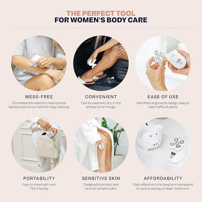 FlexSeries Electric Razor for Women - Silk Smooth Legs, Body Hair, & Pubic Shaver - for Private Area, Sensitive Skin, Bikini Trimmer