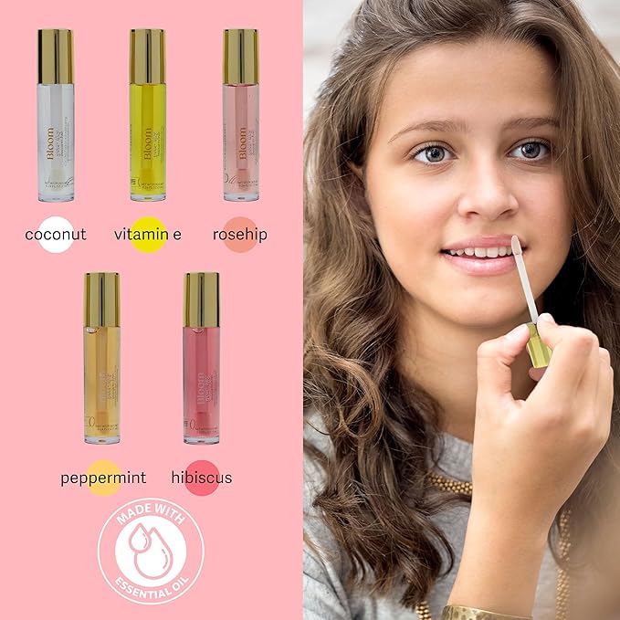 Expressions 5pc Lip Oil Set - Bloom Your Lips Style Essentials Lip Oils, Lip Healing Lip Oil Collection with Precision Applicator Wand | Moisturizing for Everyday Lip Care and Lip Repair (DAISY)