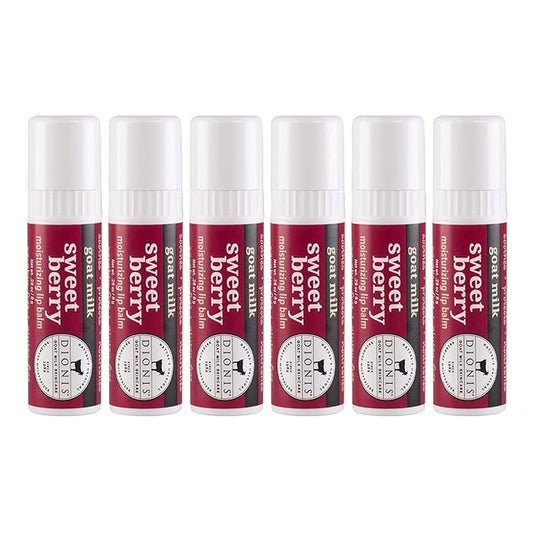 Dionis - Goat Milk Skincare Sweet Berry Scented Lip Balm - Set of 6 (0.28 oz) - Made in the USA - Cruelty-free and Paraben-free