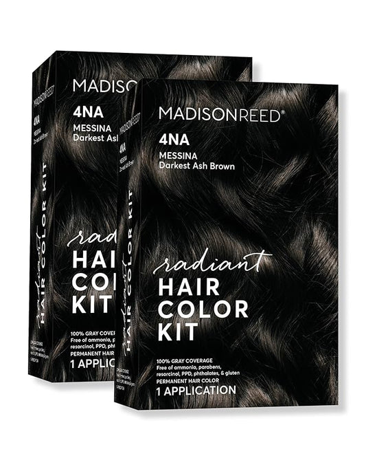 Madison Reed Radiant Hair Color Kit | 4NA Darkest Ash Brown (Messina Brown) for 100% Gray Hair Coverage | Salon Quality Permanent Hair Dye | PPD-Free & Ammonia-Free | (Packaging May Vary) 2 Pack