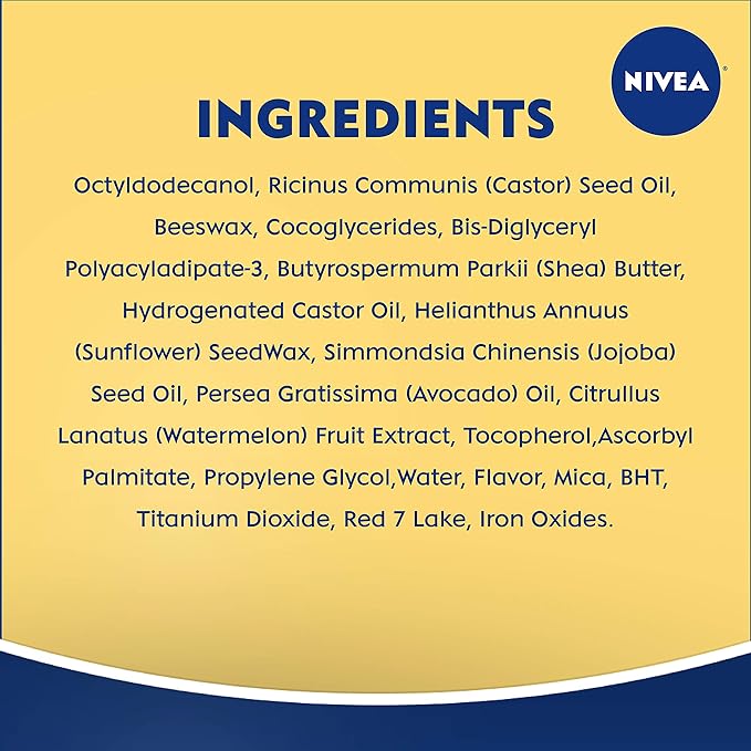 NIVEA Watermelon Lip Care - Tinted Lip Balm for Beautiful, Soft Lips - Pack of 4