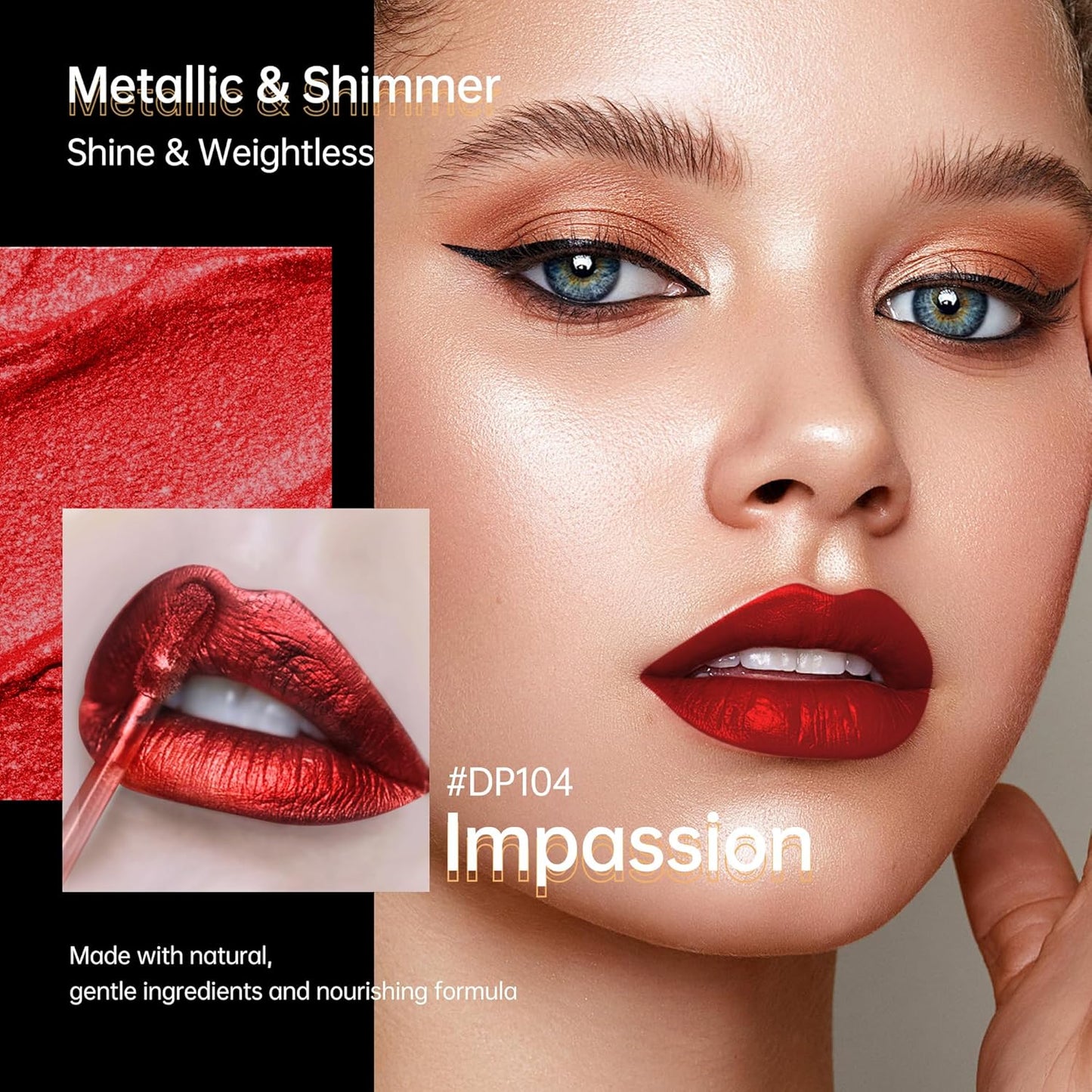 3Pc Lipsticks Set for Women Metallic Lipstick Long Lasting Dark Red Bronze Burgundy Lip Gloss, Metal Shine Lightweight Hydrating Full Coverage Lip Color, DP103/104/107