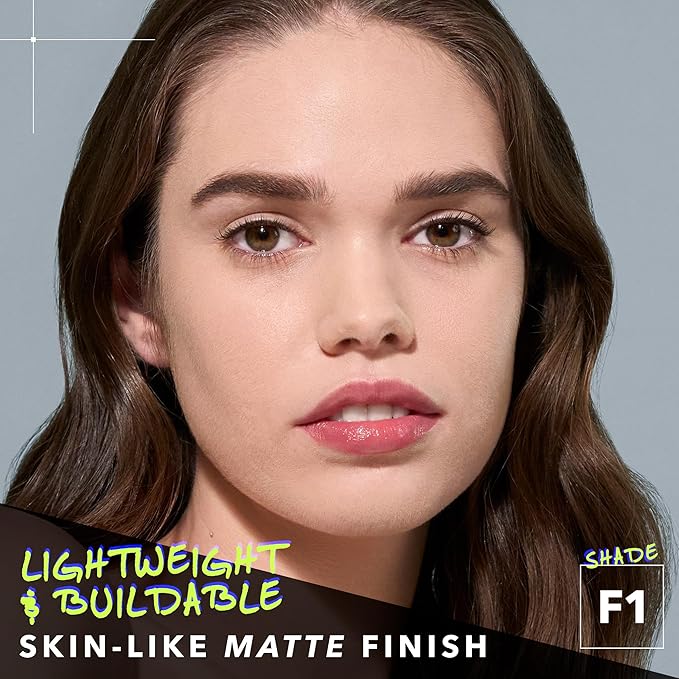 COVER FX Power Play Foundation - Shade F1 - Buildable Full Coverage - Waterproof Sweat-Proof Transfer-Proof - Natural Matte Finish - All Skin Types