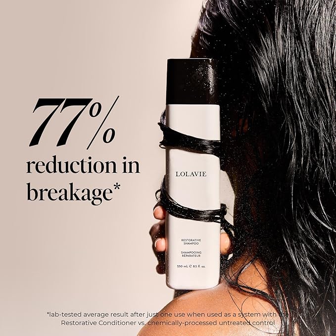 LolaVie Restorative Shampoo - 8.5 oz - Repairs Look of Damage, Protects from Breakage, Reduces Frizz for 12x Softer, Smoother Hair - Gentle, Color Safe - All Hair Types